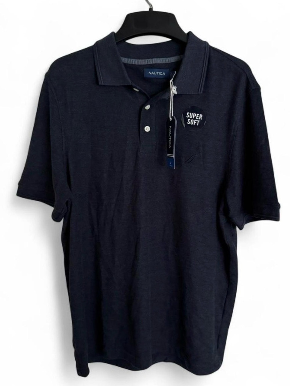 Nautica Men S Super Soft Polo Shirt NWT Heather Navy Blue Gray Tri Blend Small